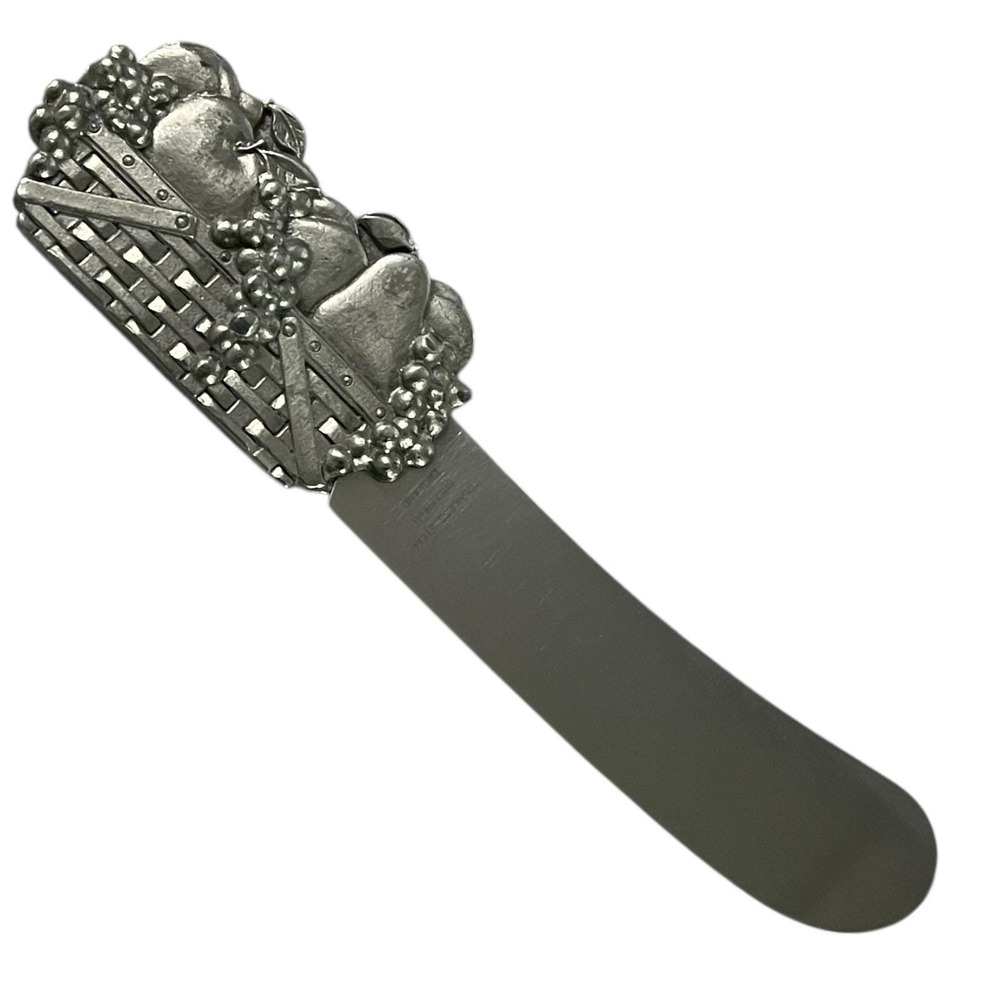Vintage Stainless Steel Fruit Basket Pewter Handle Cheese/Butter Spreader Knife